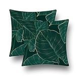 Emerald Green Tropical Leaves Throw