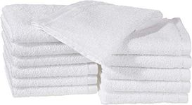 Amazon Basics Face Towels for bathroom, 100% Cotton Extra Absorbent washcloth, Fast Drying - salon towel - 12-Pack, White (30 x 30 cm)