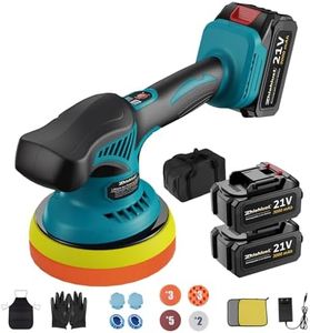 ZhiehiusL Cordless Car Buffer Polisher, Car Buffers and Polishers Kit with 2X21V 3.0Ah Batteries, 8 Variable Speeds to 6000 RPM, 6IN Cordless Polisher for Car Detailing Polishing Waxing