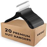 DEDU Suit Hangers for Men 20 Pack, Sweater Hangers No Shoulder Bump Non Slip Width 17.3", Plastic Clothes Hangers Black with 360° Swivel Metal Hook