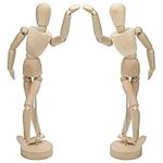 Kurtzy 2 Pack 30.5cm/12 inch Wooden Male & Female Human Body Drawing Mannequins with Stand - Flexible Joints Artist Manikin Wood Model - Articulated Art Figures for Sketching & Painting - Home Decor