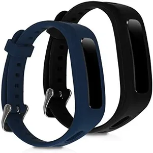 kwmobile Straps Compatible with HONOR Band 3e Straps - 2x Replacement Silicone Watch Bands - Dark Blue/Black