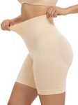 SHAPERX High Waisted Body Shaper Shorts for Women Tummy Control Thigh Slimming Shapewear with Targeted Compression,SZ5810-Beige-S/M