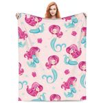 Pink Cute Mermaid Blanket for Girls Women Mermaid Tail Blanket for Mermaid Lovers Valentine's Day Mermaid Birthday Gifts Soft Cozy Warm Blankets for Couch Bed Sofa Mermaid Room Decor 50x40 Inch