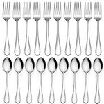 LIANYU 24-Piece Forks and Spoons Silverware Set, 12 Teaspoon and 12 Dinner Fork, Stainless Steel Flatware Cutlery Set for Home Kitchen Hotel, Mirror Finished, Dishwasher Safe