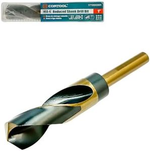 CORTOOL 1 Inch Drill Bit | Reduced Shank High Speed Steel | 1" Drill Bit for Metal and Steel | HSS M2 Black & Gold Drill Bit with 1/2" Shank