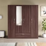 Interio by Godrej Wardrobe, EWA 4-Door Engineered Wood Wardrobe with Mirror