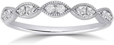 La Joya 1/5CT TW Lab Grown Milgrain Diamond Anniversary Bands for Women | Sparkling 10 Karat White Gold Marriage Rings, White Gold Stacking Ring and Diamond Promise Ring | Ring Size 7