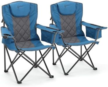 ARROWHEAD OUTDOOR 2-Pack Portable Deluxe Folding Camp Quad Chair w/Headrest, Glass & Cup Holders, Armest 6-can Cooler, Heavy Duty Carry Bag, 550 lbs Weight Capacity