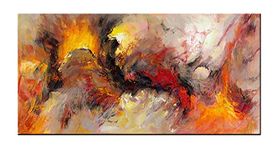 TAOMI Bright Borealis Warm Color Orange Aurora Canvas Print Abstract Northern Lights Bedroom Décor Home Office Decor Yellow Large Artwork for Living Room Wall Art Frame 24x48inch