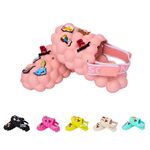 Bubbles4u Strides with Shoe Charms & Velcro (Baby Pink) - Cute Bubble Slides for kids|Stylish & Comfortable EVA Kids Clogs for Girls and Boys|Soft Anti-Slip|Kids Sandals|Spa Slippers|Massage Shoes