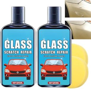 2PCS*120ml Glass Scratch Remover Kit,Window Scratch Repair with Sponge,Car Window Screen Cleaner Kit,Auto Glass Polishing Liquid,Scratch Remover for Scratches from Car Windshield & Home Gla/ss