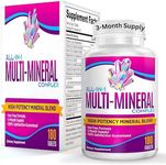 3-Month Multimineral Supplement Iron Free (All-in-1 Formula) Multi Mineral Complex - Trace Minerals - Mineral Supplements - High Potency Multiminerals - 180 Tablets