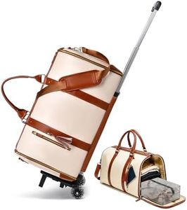 BSAKG 3 in 1 Convertible Garment Duffle Bags for Travel 45L Smooth Zipper Rolling Duffle Bag With Wheels Waterproof Carry On Duffle Bag for Men&Women with Weekends Weddings Business Short Trips Beige