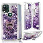 Zase Motorola Moto G Stylus 5G Clear Case, Liquid Glitter Sparkle Bling Compatible with Moto G Stylus 5G Cute Girls Women Protective Flexible Cover Floating Quicksand w/Phone Ring Stand (Purple)