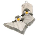 KAV Baby Comforter Penguin Blanket - Soft Plush Security Sensory Toy with Teether, Taggies - Perfect Newborn Gift for Boys and Girls 0-12 Months - Cozy Sleeping Aid, Ideal Baby Shower Present