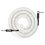 SONICAKE Coiled Guitar Cable 32 Feet/10M Instrument Cable for Electric Guitar Bass 1/4" Right Angle to Straight White