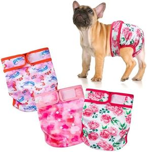 wegreeco Frenchie Dog Diapers Female No Tail Hole,Washable Pet French Puppy Bulldog Diapers Female for Period Heat,Reusable Doggy Doggie Dog Diapers （Ocean of Flowers Small）