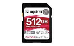 Kingston Canvas React Plus V60 512GB SD Card | SDXC UHS-II | 280R/150W U3 V60 | Full HD/4K | SDR2V6/512GB