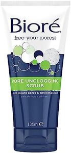 Biore Pore Unclogging Scrub Removes Excess Dirt and Oils, Face and Body Scrub, with Salicylic Acid, Oil Free, 135ml