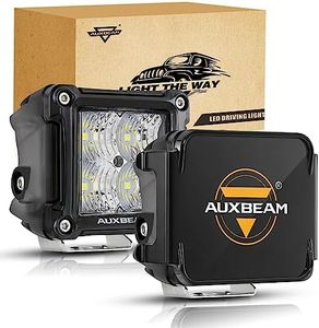 Auxbeam 3 inch LED Pods with Black Protective Covers, Flood Light Pods Offroad Cube Light Bar Square Off Road Lights Fog Driving Work Lights Ditch Lights for Trucks Bumper A-Pillar Jeep Boat, Bundle