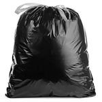 Ultrasac 45-55 Gallon 1.25 MIL Black Garbage Bags With Drawstrings Fits Rubbermaid Brute Trash Cans - 40" x 45" - Pack of 100 - For Commercial, Industrial, Municipal, & Healthcare