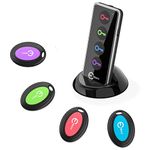 Key Finder, Esky 85dB Item Locator, 1 Transmitter with 4 Receivers, Item Tracker with 131ft Working Range and Led Flashlight Function, Key RF Locator, Wallet Tracker, for Parents, Kids