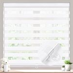 MiLin Roller Window Shades, Blinds for Windows, Cordless Blinds & Shades, Zebra Blinds, Roller Shades for Windows, Window Shades for Home, Pull Down Shades for Windows, Texture White Any Size