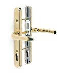 Yale P-PVC-RH-PGF Universal Security Door Handle, Standard Security, 92mm centre, Adjustable Fixing Points, Built in Cylinder Guard, for PVCu doors, Gold Finish, Visi Packed