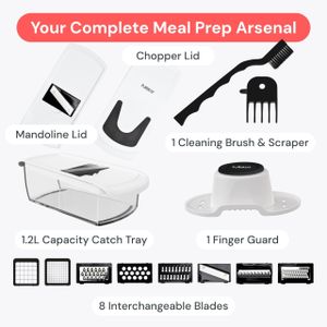 8-in-1 Vegetable Chopper – Multi-Function Slicer Dicer, White