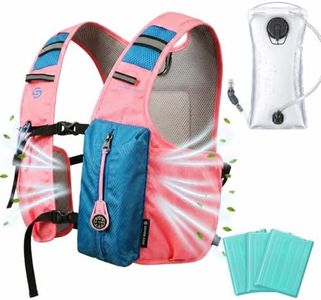 SAVIOR COOL Cooling Hydration Vest with 2L BPA-Free Water Bladder, Running Vest with 3 Removable Cooling Packs, Lightweight Outdoor Hydration Pack for Hot Weather, Hiking, Cycling, Training (Pink)