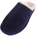 SNUGRUGS Men's Newbury Open Back Sheepskin Slippers, Navy, 11 UK / 45 EU