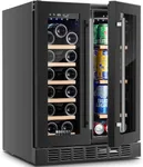 BODEGACOOLER Wine and Beverage Refrigerator 24 Inch,Freestanding Dual Zone Wine Beverage Cooler,Under Counter Wine and Beer Refrigerator Cooling With Compressor,Hold 21 Bottles and 57 Cans [Black]