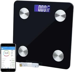 Wirless Body Fat Scale, Smart BMI Scale Digital Bathroom Weight Scale, Body Composition Analyzer with Smartphone App Black 28 x28 CM