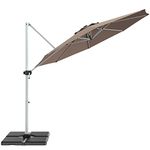 Tangkula 11 Ft Patio Umbrella, Aluminum Offset Hanging Umbrella w/Crank & Base, Outdoor 360 Degree Rotation Tilt Round Hanging Market Umbrella for Garden Deck Pool