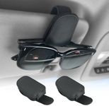 Visonx 2 Pieces Sunglass Holder for Car Visor, Magnetic Leather Eyeglass Hanger Clip for Car, Car Visor Accessories (Black) ‎SH2J1LL/A