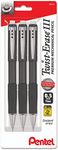 Pentel Mechanical Pencil 0.5 mm Twist Erase III - Twist Up Eraser - Pre-Loaded Super Hi-Polymer HB Lead - Black Barrel - 3-Pack - Fine Point