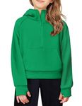 Arshiner Girls Half Zip Sweatshirt Fleece Pullover Hoodie Long Sleeve Fall Winter Tops Clothes Thumb Hole Green Hoodie Size 10-12