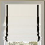 Sun Zero Denna Black Ribbon Border Stripe 100% Blackout Cordless Roman Shade, 39" x 64", Black/White