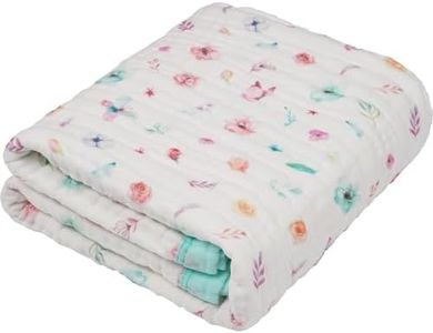 100% Organic Cotton Muslin Supersoft Baby Blanket, Luxurious Gender Neutral Swaddle & Receiving Blankets for Boys & Girls, Toddler Quilt & Stroller Blanket, Ideal Gift for Newborns (Pastel Floral)