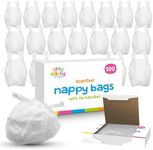 SOL 200pk Scented Nappy Bags with Tie Handles, Nappy Sacks Scented, Baby Nappy Bags Scented Nappy Bin Bags Sanitary Disposal Bags, Adult Nappy Bags, Disposable Nappy Bags Baby Nappy Bag + Stickers