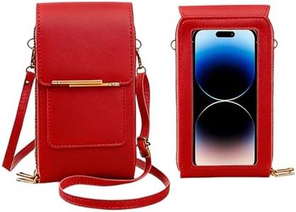 2026 New Women's Touch Screen Mobile Phone Messenger Bag Key Change Bag, 2‑in‑1 Anti-Theft Leather Bag for Women (Red)