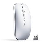 Bluetooth Mouse, INPHIC Multi-Device Slim Silent Rechargeable Bluetooth Wireless Mouse (Tri-Mode: BT 5.0/4.0+2.4G), 1600DPI Portable Mouse for iPad MacBook Laptop Android Tablet Windows PC, Silver