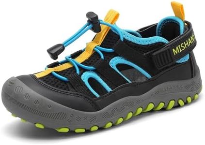 Mishansha Boys Outdoor Sport Sandals Closed Toe Adjustable Hiking Sandals Non-Slip Quick-Dry Water Sandal for Toddler Size 10.5 Black Blue