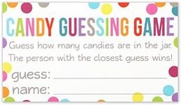 Candy Guessing Game Cards - Guess How Many in the Jar - Confetti Polka Dot Card 3.5 X 2 Inches - Pack of 50