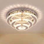 K9CRYSTALIGHT 14Inch 3LayerRound Multicolor Crystal Chandelier for Living Room Modern Ceiling Light for Hall Dining Room Led Fixtures Hanging Ring Pendent k934