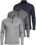 Real Essentials Mens Big and Tall King Size Quarter 1/4 Zip Pullover Long Sleeve Athletic Dry Fit Shirt Gym Running Golf Half Zip Top Workout Sweatshirts Sweater Jacket, Set 2, 3X, Pack of 3
