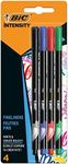 BIC Intensity Fineliner Felt Tip Pen Fine Point (0.8 mm) - Assorted Colours, Pack of 4 Fineliner Pens, 942082