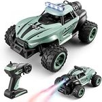 dexinco Remote Controlled Car from 3 4 5 6 7 8 9 Years, RC Car for Children with Spray and Colourful Lights, 1:16 Toy Car Monster RC Truck, 2.4GHz Remote Control, 2 Batteries 40 Minutes