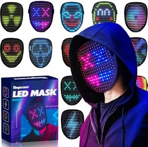 Ompusos Led Mask, Light Up Mask with Gesture Sensing, LED Lighted Face Transforming Halloween Mask, Costume Cosplay Party Masquerade.